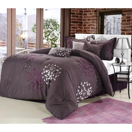 Chic Home Cheila Embroidered Comforter Set - Plum - Queen - 8 Piece CH55500